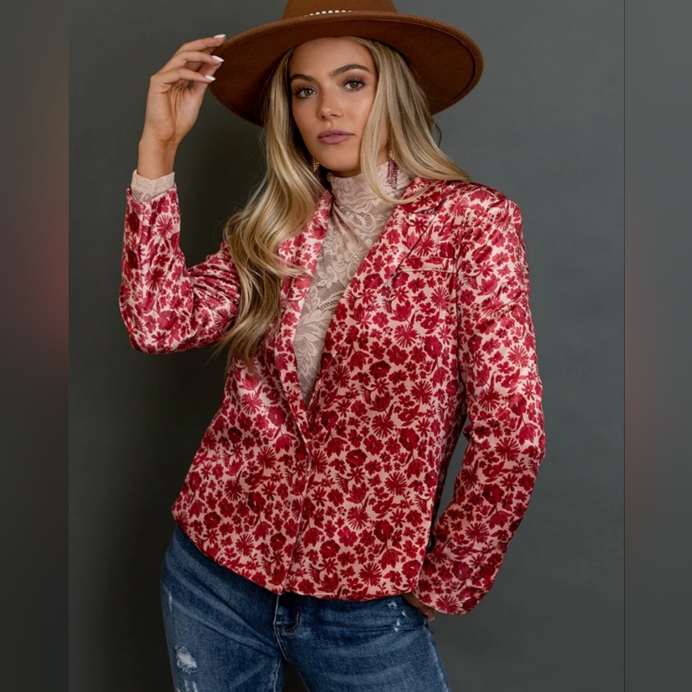 Joyfolie Louve Blazer in Red Floral
